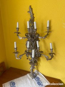Antigüedades: Gran Aplique de Pared Estilo Rococó Luis XV - 9 Luces - 105 cm de Altura - Vintage/Antiguo